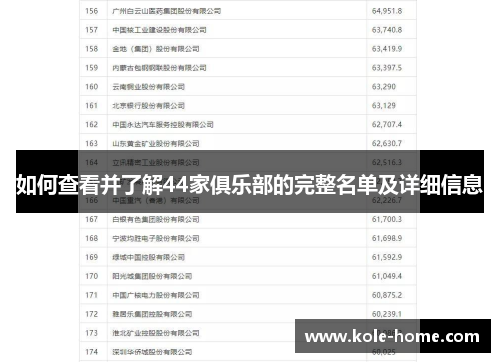 如何查看并了解44家俱乐部的完整名单及详细信息